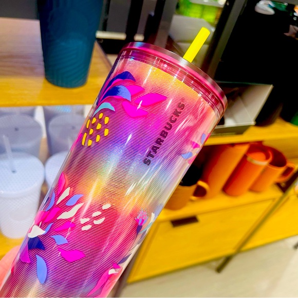 Starbucks Rainbow Floral Cold Cup Ombre Iridescent Venti Tumbler 24oz NWT 2024 - Picture 5 of 12